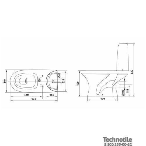Унитаз-компакт Санти сиденье жесткое с микролифтом двухрежимная арматура