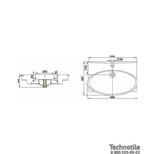 Умывальник мебельный Санти 65 