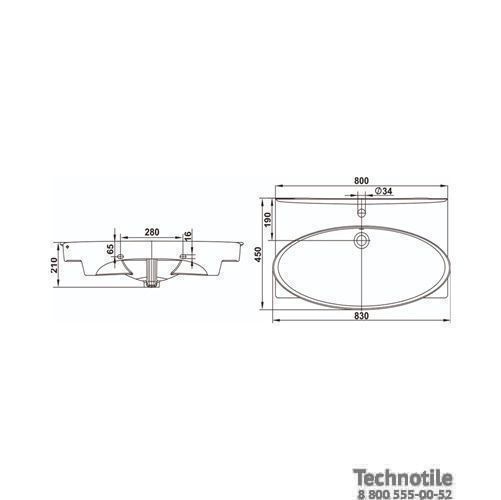 Умывальник мебельный Санти 80 