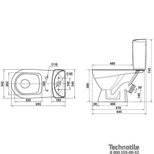 Унитаз-компакт Палермо сиденье жесткое двухрежимная арматура