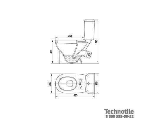 Унитаз-компакт Сити сиденье жесткое двухрежимная арматура